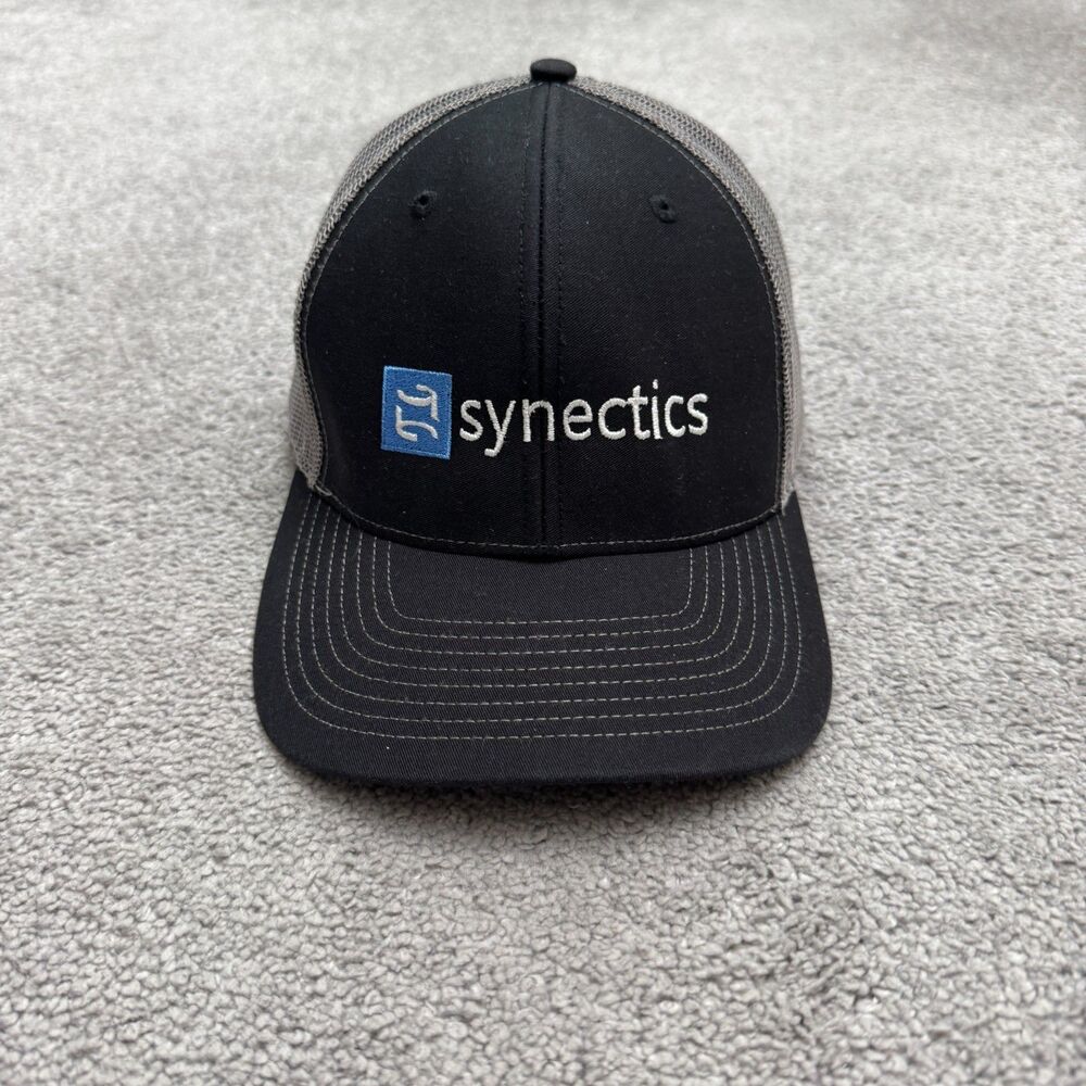 Richardson 112 Synthetics Logo Trucker Snapback Hat Cap Men Black Gray Mesh Back